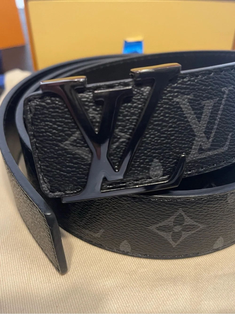 Louis Vuitton Black Monogram Leather Men’s Belt Size 36/38 Men